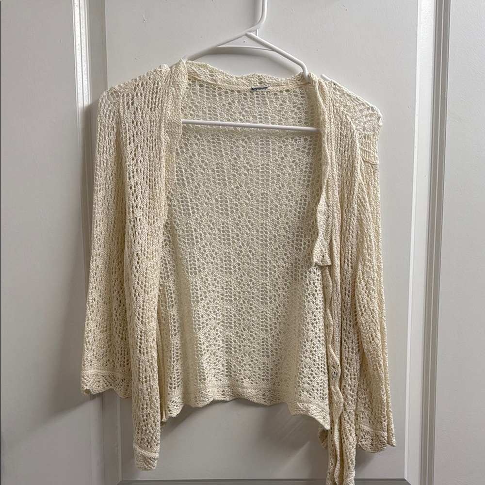 Cream Open-Knit Women's Sweater